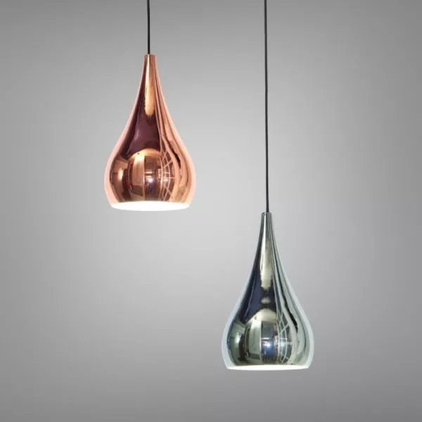 Đèn Thả Decor - Kim Loại Thiết Kế Giọt Nước, Si Màu Crome/Vàng Hồng Cao Cấp Tdc163
