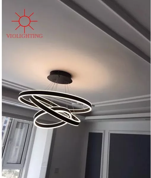Đèn Thả Led Hiện Đại 3 Vòng Sơn Đen Tdc-197