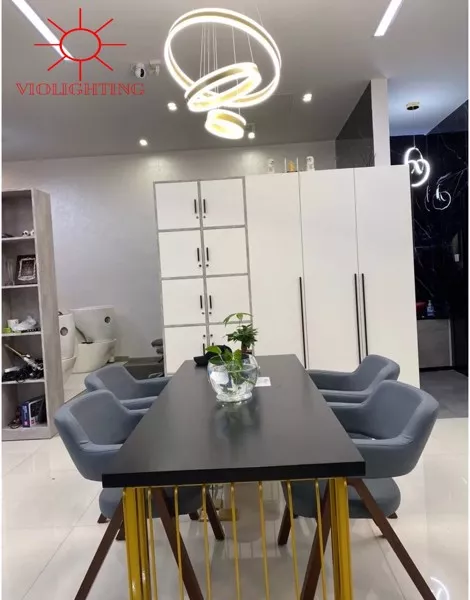 Đèn Thả Led 3 Vòng Viền Vàng Hiện Đại Tdc-180