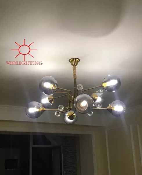 Đèn Gắn Trần Phòng Khách-Bàn Ăn, Kiểu Bắc Âu, Chao Thủy Tinh Màu Tdc-194