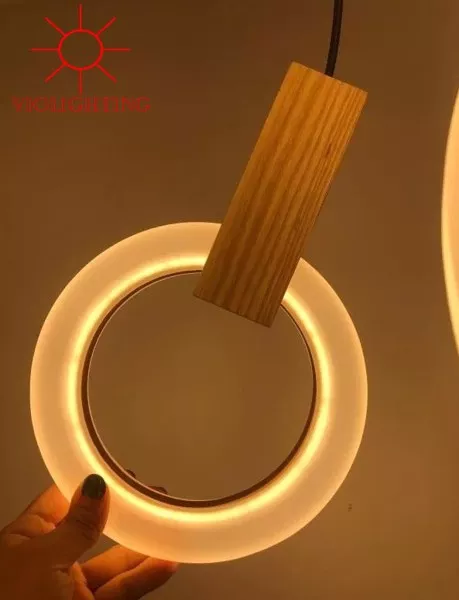 Đèn Thả Led Đuôi Gỗ - Vành Mika Nghệ Thuật Tdc-94