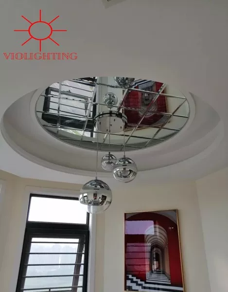 Đèn Thả Cầu Thủy Tinh Khít Màu Bạc Tdc-28B