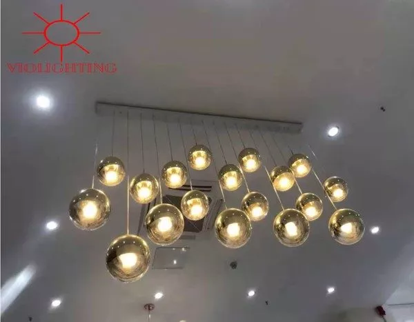 Đèn Thả Cầu Thủy Tinh Khít Màu Vàng Tdc-28V