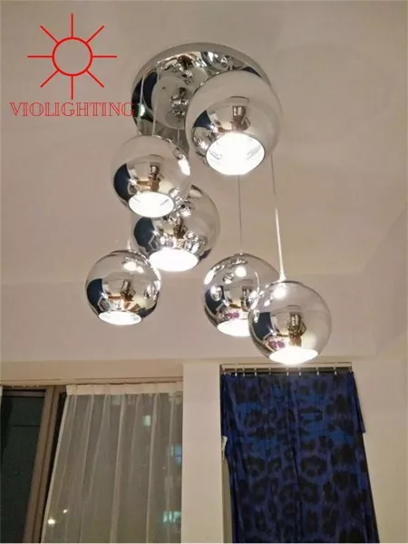 Đèn Thả Thủy Tinh Màu Bạc Hở Tdc-27B