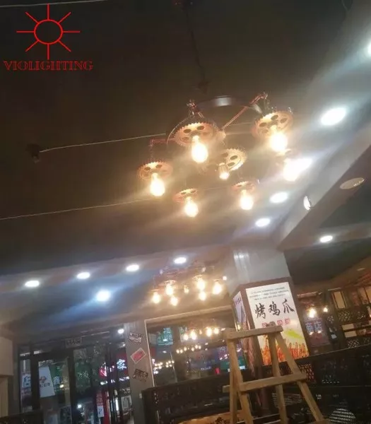 Đèn Thả Decor - Phong Cách Cơ Khí, Thiết Bánh Răng Gỗ Độc Đáo Tdc-112