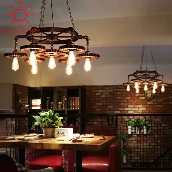 Đèn Thả Decor - Phong Cách Cơ Khí, Thiết Bánh Răng Gỗ Độc Đáo Tdc-112