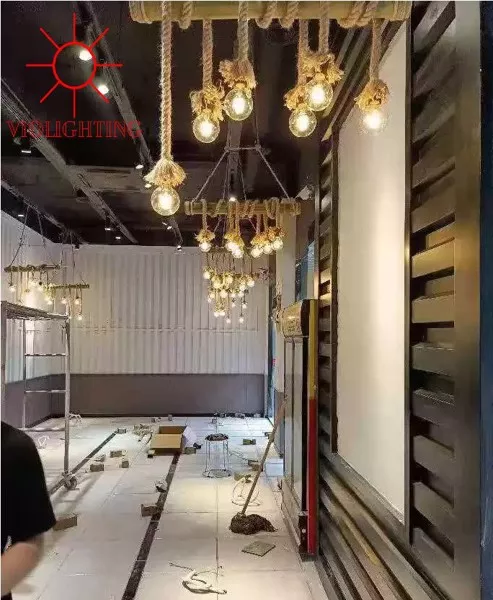 Đèn Thả Ống Tre Ngang Quấn Dây Thừng Tdc-101
