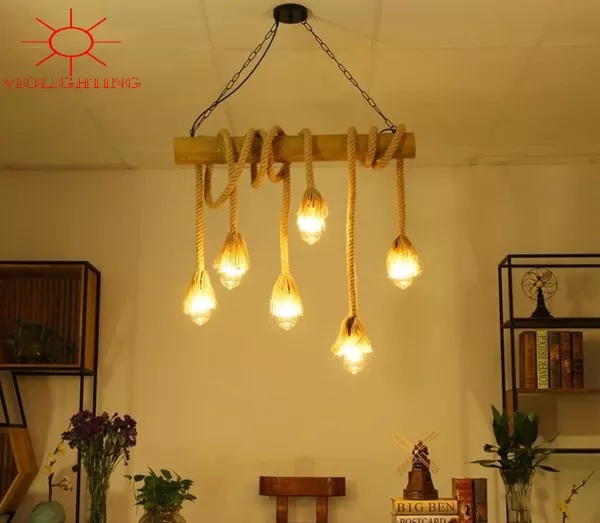 Đèn Thả Decor - Thiết Kế Ống Tre Ngang Quấn Dây Thừng Tdc-101