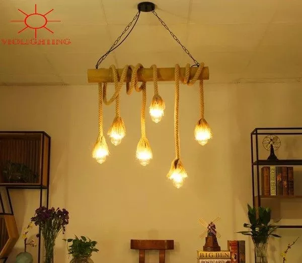 Đèn Thả Ống Tre Ngang Quấn Dây Thừng Tdc-101