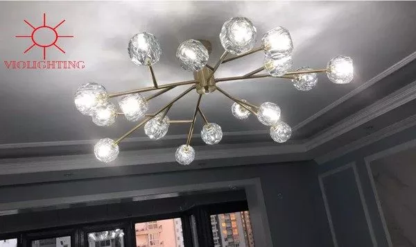 Đèn Gắn Trần Bắc Âu, 18 Chao Thủy Tinh Cao Cấp Dc-151/18