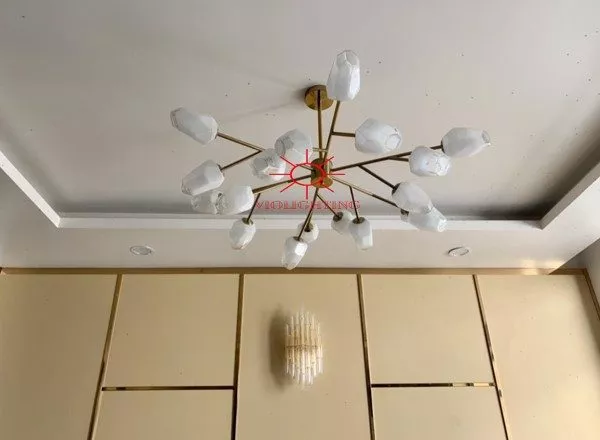 Đèn Gắn Trần Sáng Tạo, Chao Kiểu Tinh Thể Băng Dc-308