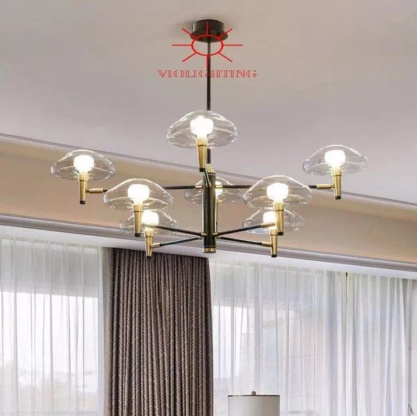 Đèn Gắn Trần Phòng Khách-Bàn Ăn Bán Cổ Điển Chao Thủy Tinh Nghệ Thuật Dc-160