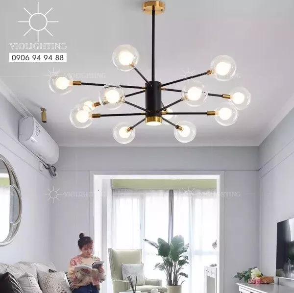 Đèn Gắn Trần Phòng Khách-Bàn Ăn Hiện Đại 12 Bóng Dc-1440