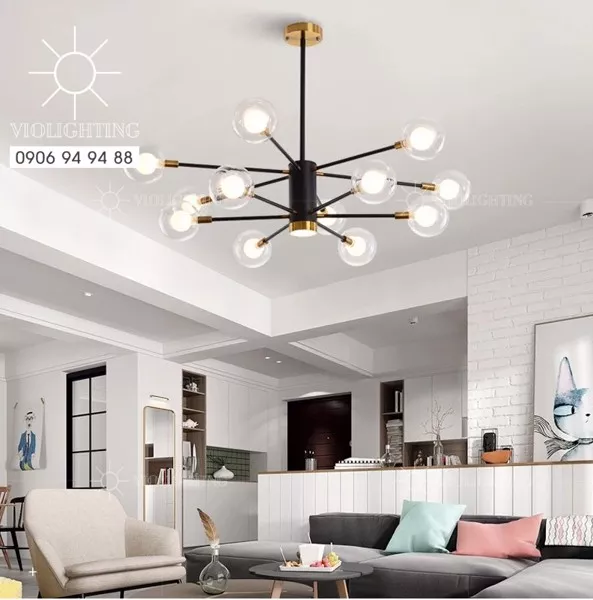 Đèn Gắn Trần Phòng Khách-Bàn Ăn Hiện Đại 12 Bóng Dc-1440