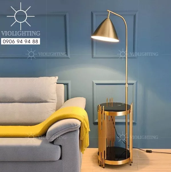 Đèn Cây Thân Si Vàng-Đồng, Có 2 Kệ Mini Tiện Lợi Dc-602