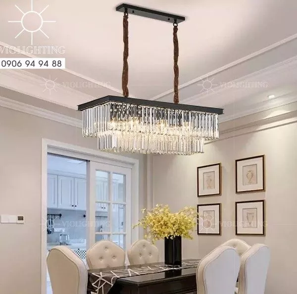 Đèn Gắn Trần Phòng Khách-Bàn Ăn Kiểu Ngang, Phale Thẻ Phối Khung Đen Dc-1033