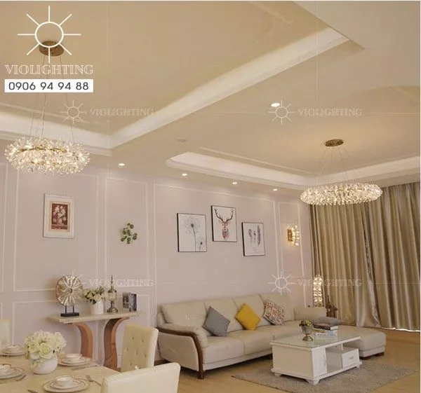Đèn Gắn Trần Phòng Khách-Bàn Ăn Thiết Kế Vòng Hoa Phale Cao Cấp Dc-1035