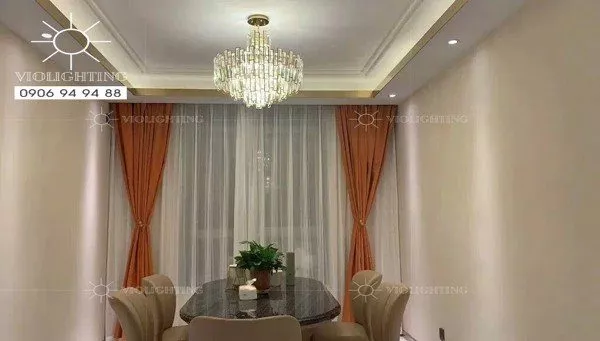 Đèn Gắn Trần Phòng Khách-Bàn Ăn, Phale Phối Inox Si Vàng Cao Cấp Dc-1041
