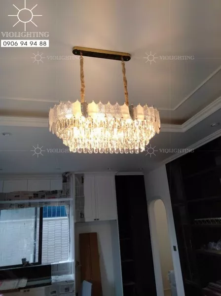 Đèn Gắn Trần Phòng Khách-Bàn Ăn Kiểu Ngang,Phale Phối Acrylic Hình Lá Dc-1047