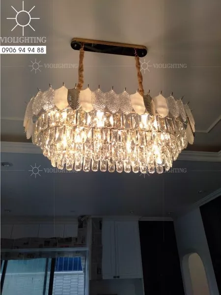 Đèn Gắn Trần Phòng Khách-Bàn Ăn Kiểu Ngang,Phale Phối Acrylic Hình Lá Dc-1047