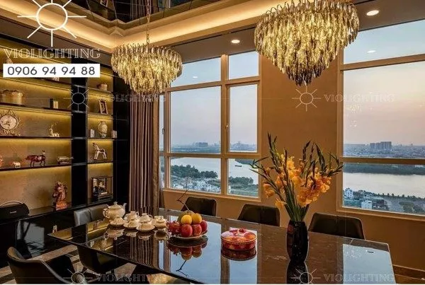 Đèn Gắn Trần Phòng Khách-Bàn Ăn,Phale Kiểu Lá Màu Khói-Trắng Dc-1049