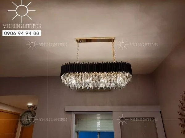 Đèn Gắn Trần Phòng Khách-Bàn Ăn Kiểu Ngang, Thẻ Phale Khói Phối Kim Loại Dc-1060