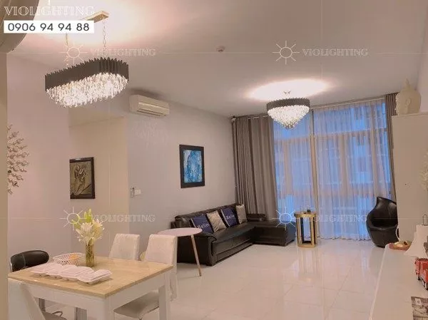 Đèn Gắn Trần Phòng Khách-Bàn Ăn Kiểu Ngang, Thẻ Phale Khói Phối Kim Loại Dc-1060
