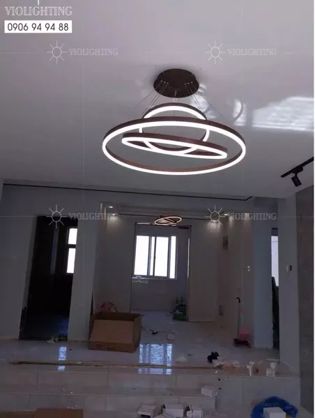 Đèn Thả Led 3 Vòng Mika Màu Cafe Tdc-217