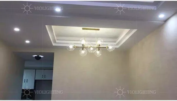Đèn Thả Thủy Tinh Ngang 8 Chao Tdc-216