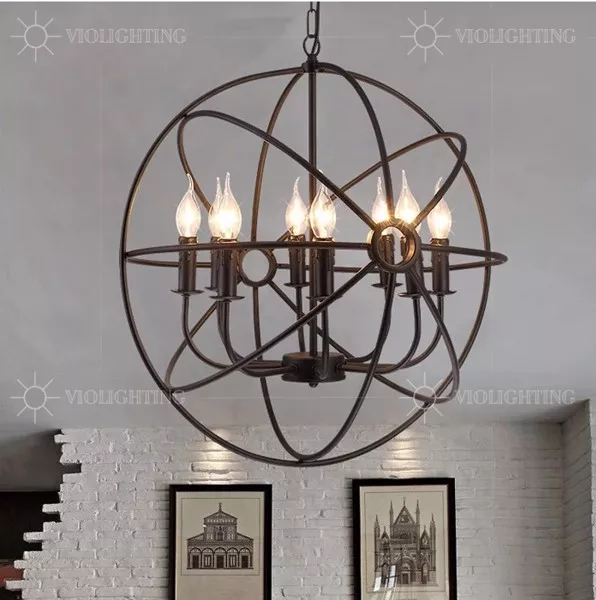 Đèn Thả Decor - Phong Cách Cơ Khí, Hình Quả Cầu Sắt Nghệ Thuật Tdc-91