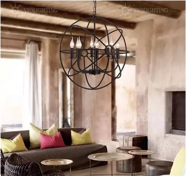 Đèn Thả Decor - Phong Cách Cơ Khí, Hình Quả Cầu Sắt Nghệ Thuật Tdc-91