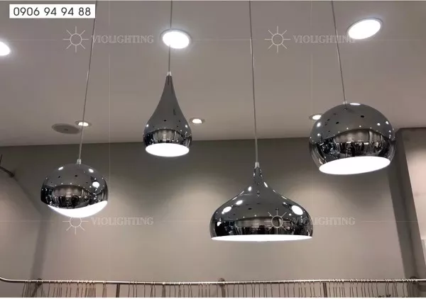 Đèn Thả Decor - Kim Loại Hình Giọt Nước, Si Màu Vàng Hồng/Crome Bóng Cao Cấp Tdc165