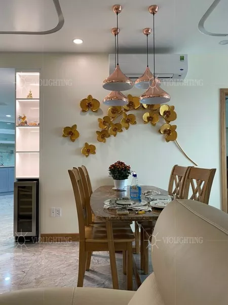 Đèn Thả Decor - Kim Loại Hình Giọt Nước, Si Màu Vàng Hồng/Crome Bóng Cao Cấp Tdc165