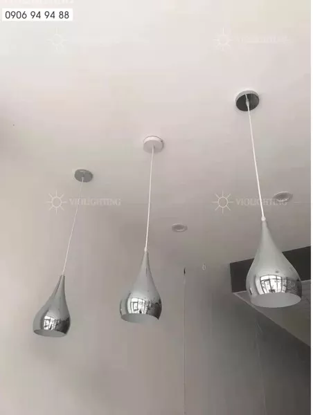 Đèn Thả Decor - Kim Loại Thiết Kế Giọt Nước, Si Màu Crome/Vàng Hồng Cao Cấp Tdc163