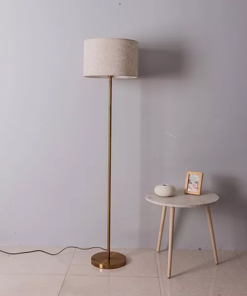 Đèn Cây Hiện Đại, Chao Vải, Thân Kim Loại Si Vàng-Đồng Dc-212