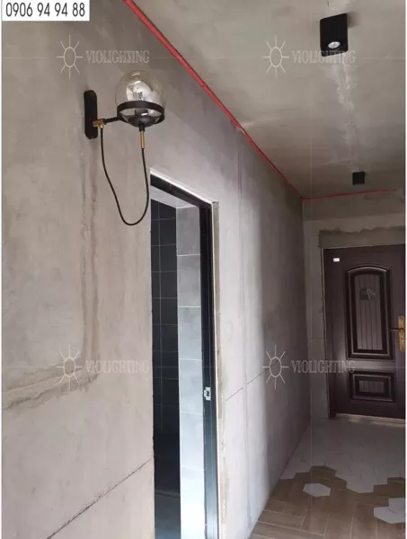Đèn Gắn Tường Decor, Khung Kim Loại Phối Chao Thủy Tinh Trong Vdc-537