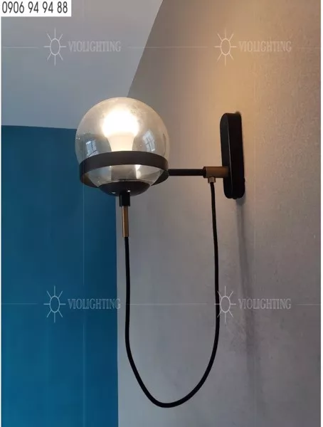 Đèn Gắn Tường Decor, Khung Kim Loại Phối Chao Thủy Tinh Trong Vdc-537