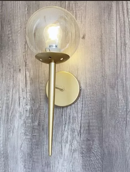 Đèn Gắn Tường Decor, Thiết Kế Hình Đuốc, Chao Thủy Tinh Trà Nghệ Thuật Vdc-548