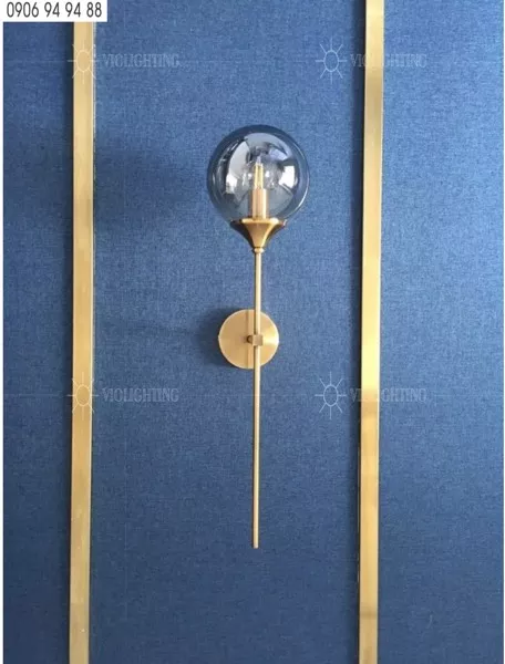 Đèn Gắn Tường Decor, Chao Thủy Tinh Khói Phối Kim Loại Nghệ Thuật Vdc-589