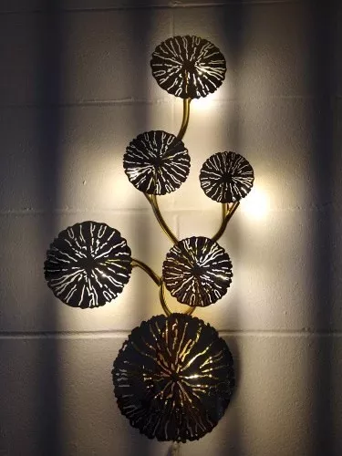 Đèn Gắn Tường Decor, Kim Loại Si Vàng Đồng, Thiết Kế Kiểu Lá Sen Vdc-615