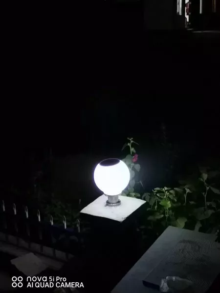 Đèn Trụ Cổng - Hàng Rào, Hành Lang Năng Lượng Mặt Trời, Thiết Kế Hình Cầu, Đế Đen Dtc-06
