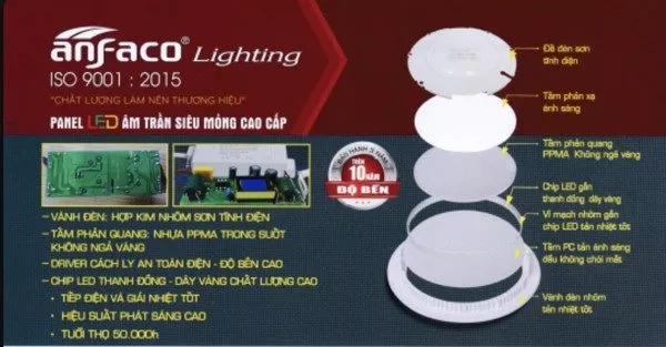 Đèn Panel Âm Trần 12Wat,Φ155 Cao Cấp - Anfaco Afc688