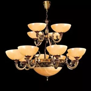 Đèn Chùm Đồng Nguyên Chất, Chao Đá Ngọc Cao Cấp DCD-137