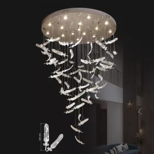 Đèn trang trí thông tầng-sảnh, thiết kế hình lông vũ nghệ thuật DTT-101