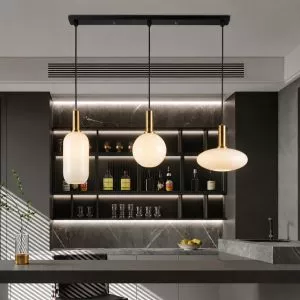 Đèn thả nhà bếp – bàn ăn, thả chụp lồng đèn thủy tinh đục TDC-47