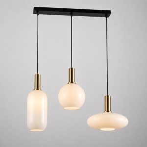 Đèn thả nhà bếp – bàn ăn, thả chụp lồng đèn thủy tinh đục TDC-47