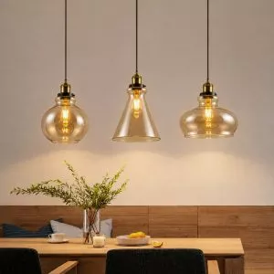 Đèn thả nhà bếp – bàn ăn, thả thủy tinh màu trà TDC-37