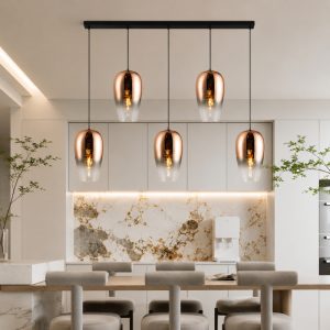 Đèn thả nhà bếp-bàn ăn thủy tinh loang màu hồng TDC-65