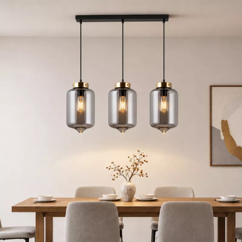 Đèn thả nhà bếp-bàn ăn thủy tinh màu Khói TDC-61