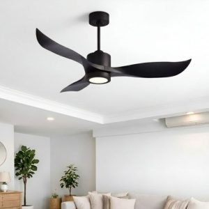 Quạt trần đèn, cánh nhựa đen, thiết kế hiện đại QT-102Đ